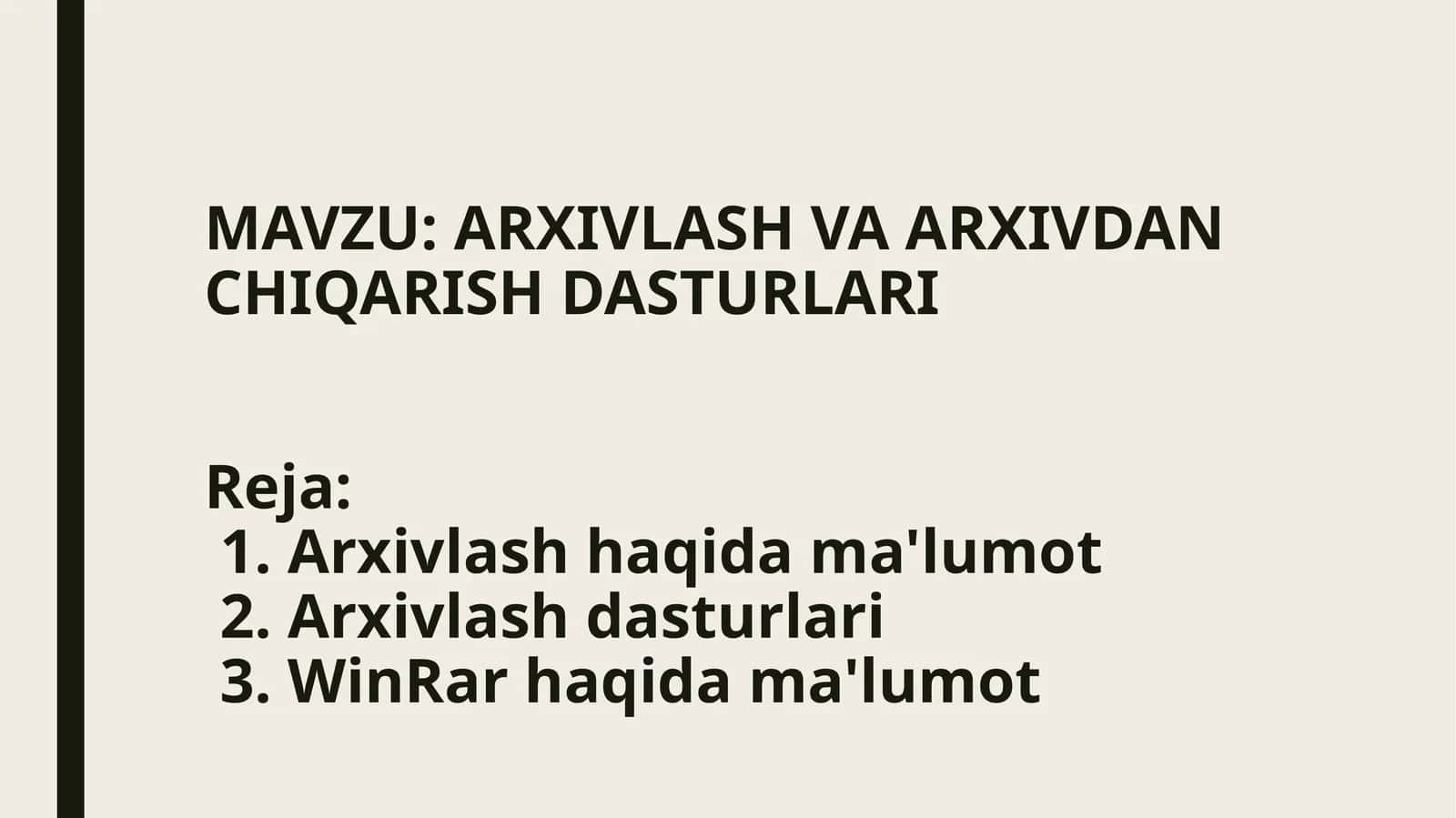 ARXIVLASH VA ARXIVDAN CHIQARISH DASTURLARI 1