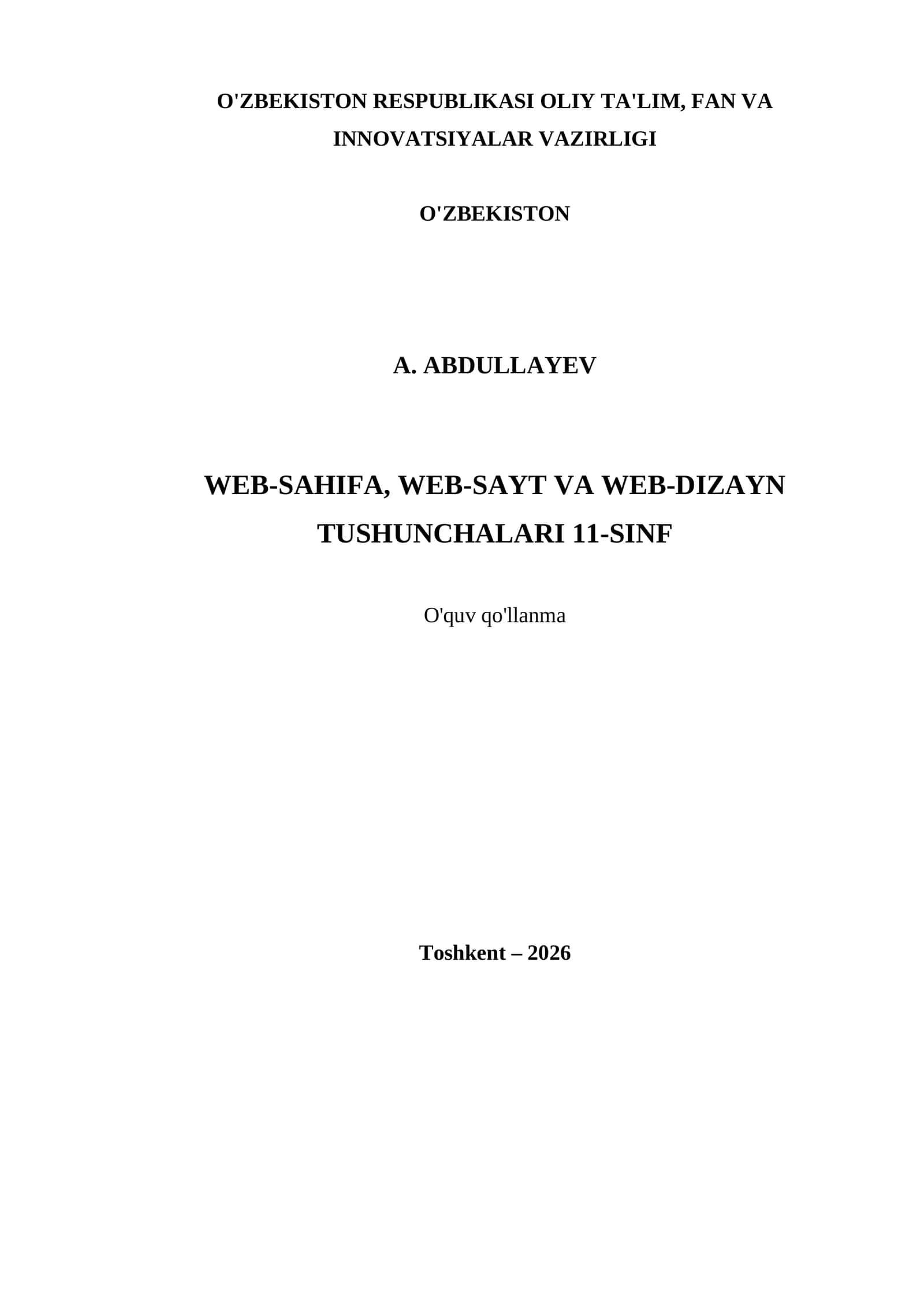 WEB-SAHIFA, WEB-SAYT VA WEB-DIZAYN TUSHUNCHALARI 11-SINF 1