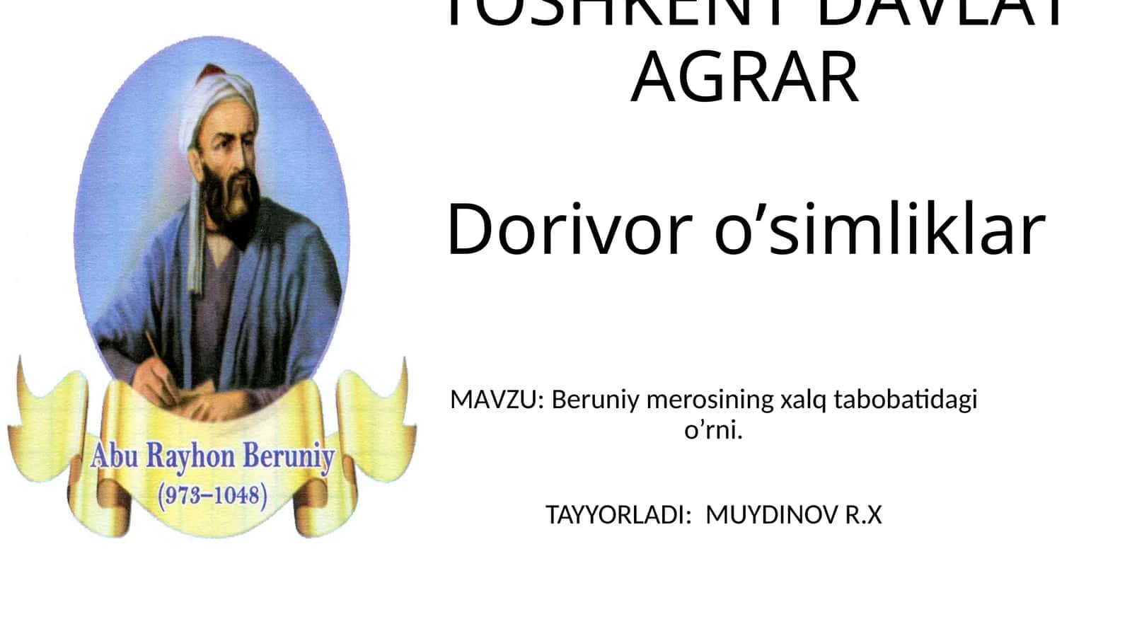 Beruniy merosining xalq tabobatidagi o’rni 1