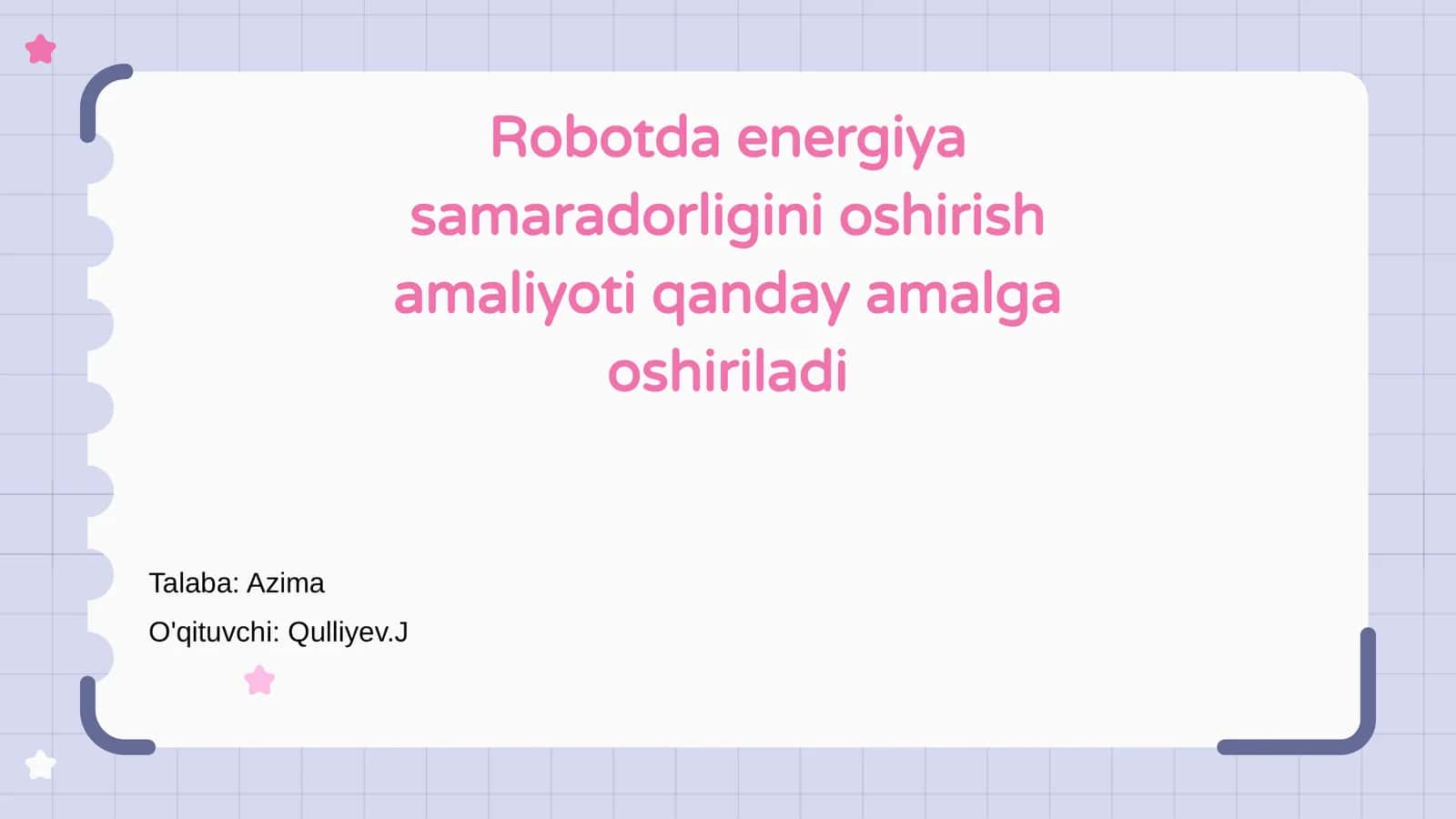 Robotda energiya samaradorligini oshirish amaliyoti 1