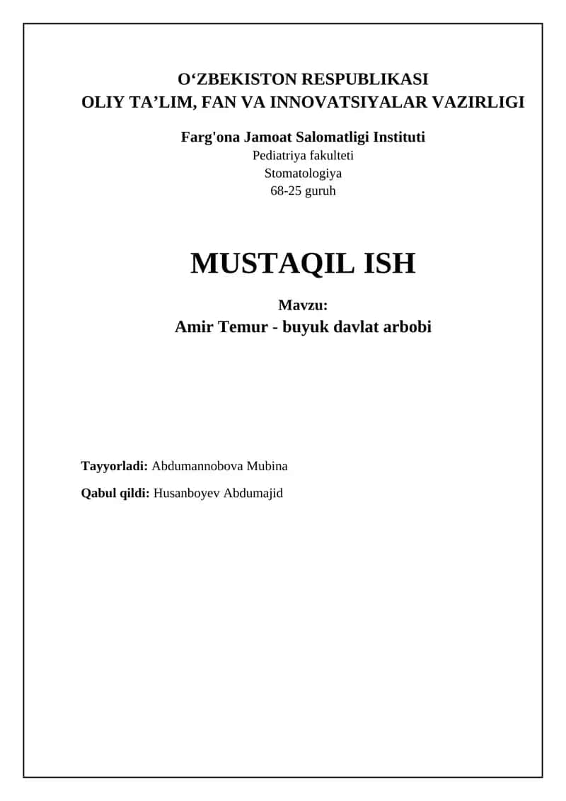 Amir Temur - buyuk davlat arbobi 1