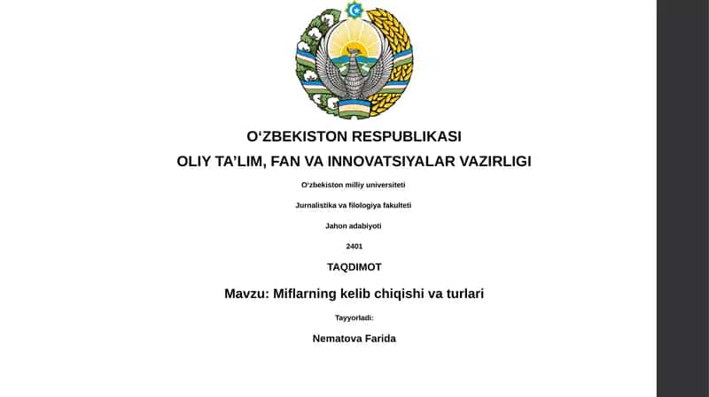 Miflarning kelib chiqishi va turlari 1