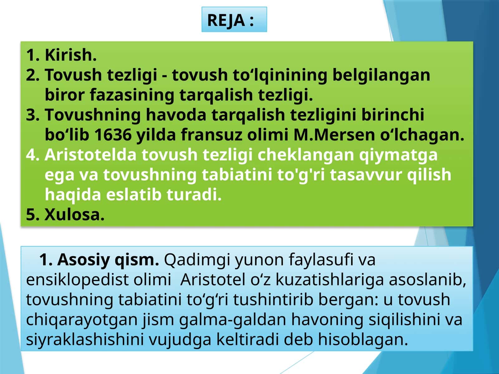 Tovushning havoda tarqalish tezligi 1