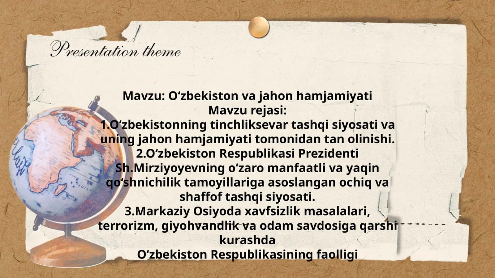 O‘zbekiston va jahon hamjamiyati 1