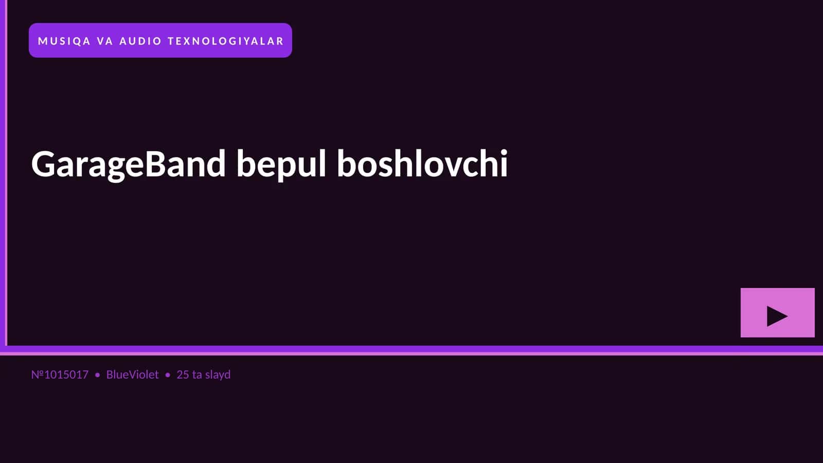 MUSIQA VA AUDIO TEXNOLOGIYALAR 1