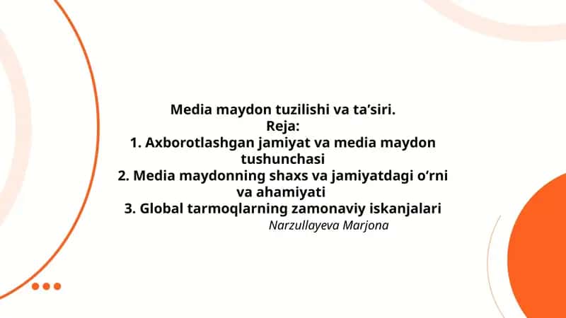 Media maydon tuzilishi va ta'siri 1