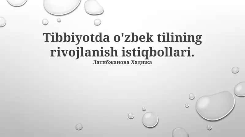 O'zbek Tilida Tibbiyot 1