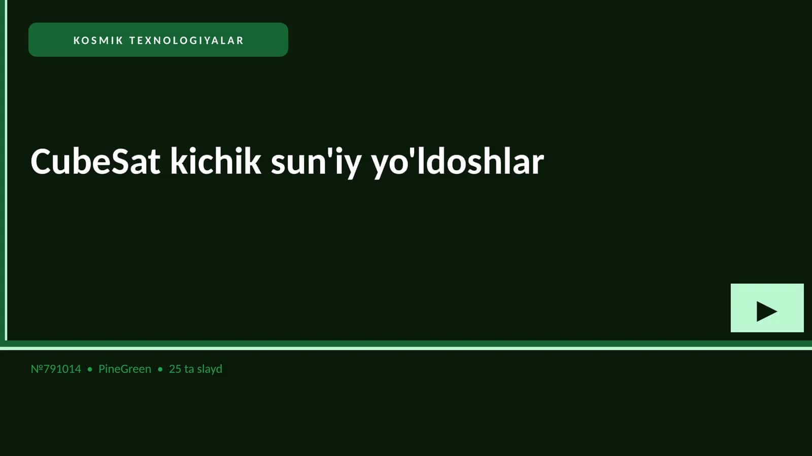 CubeSat kichik sun'iy yo'ldoshlar 1