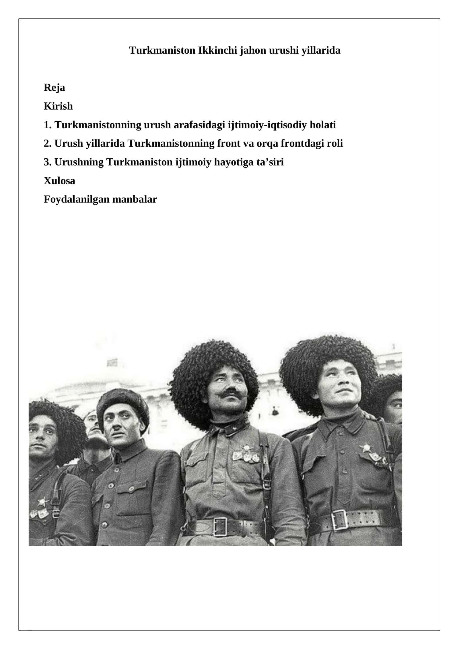 Turkmaniston Ikkinchi jahon urushi yillarida 1