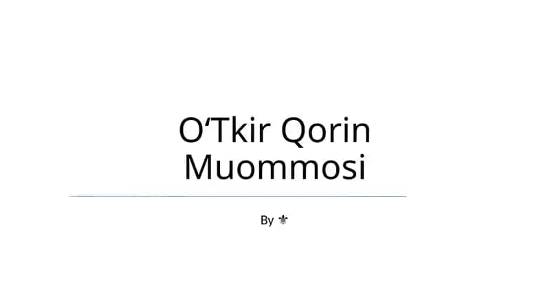 OʻTkir Qorin Muommosi 1