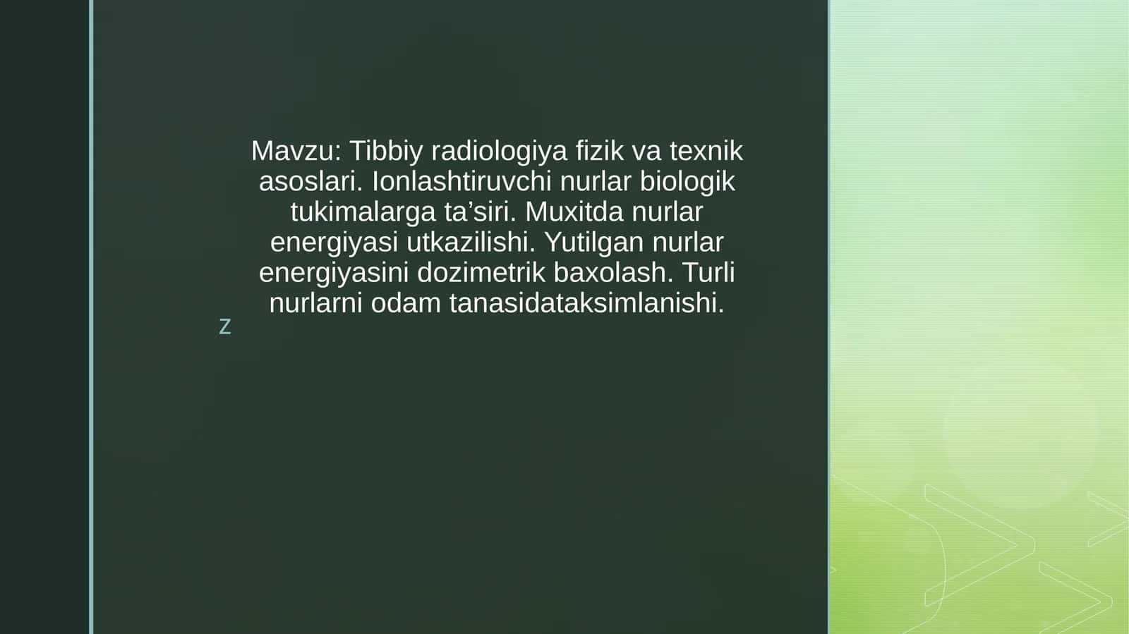 Tibbiy radiologiya: Fizik asoslar 1