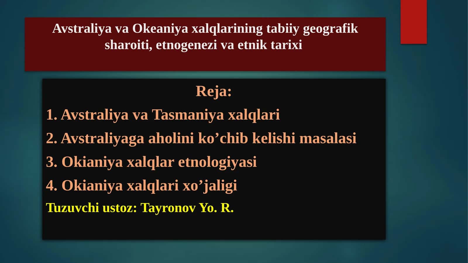 Avstraliyava Okeaniya xalqlarining tabiiy geografik sharoiti, etnogenezi va etniktarixi 1