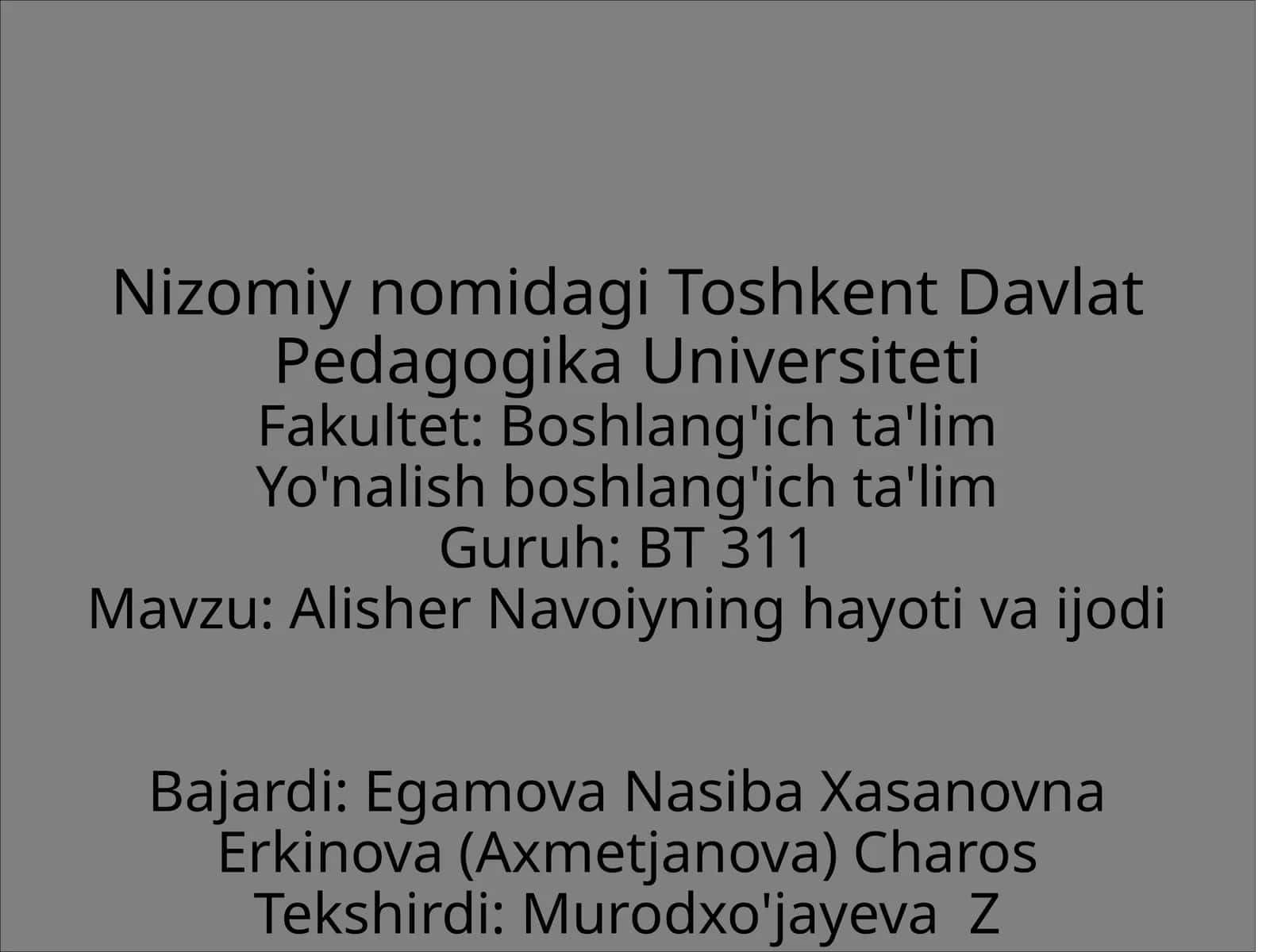 Alisher Navoiyning hayoti va ijodi 1