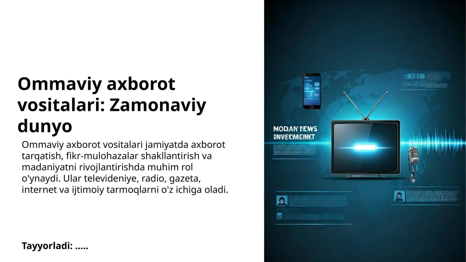 Matbuot: bosma ommaviy axborot vositalarining asosiy turlari 1