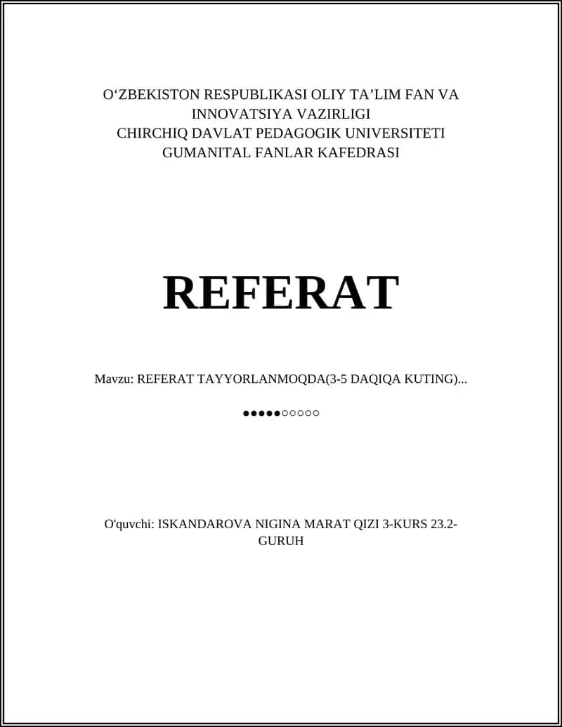 Referat mavzusi tanlash va chegaralash 1