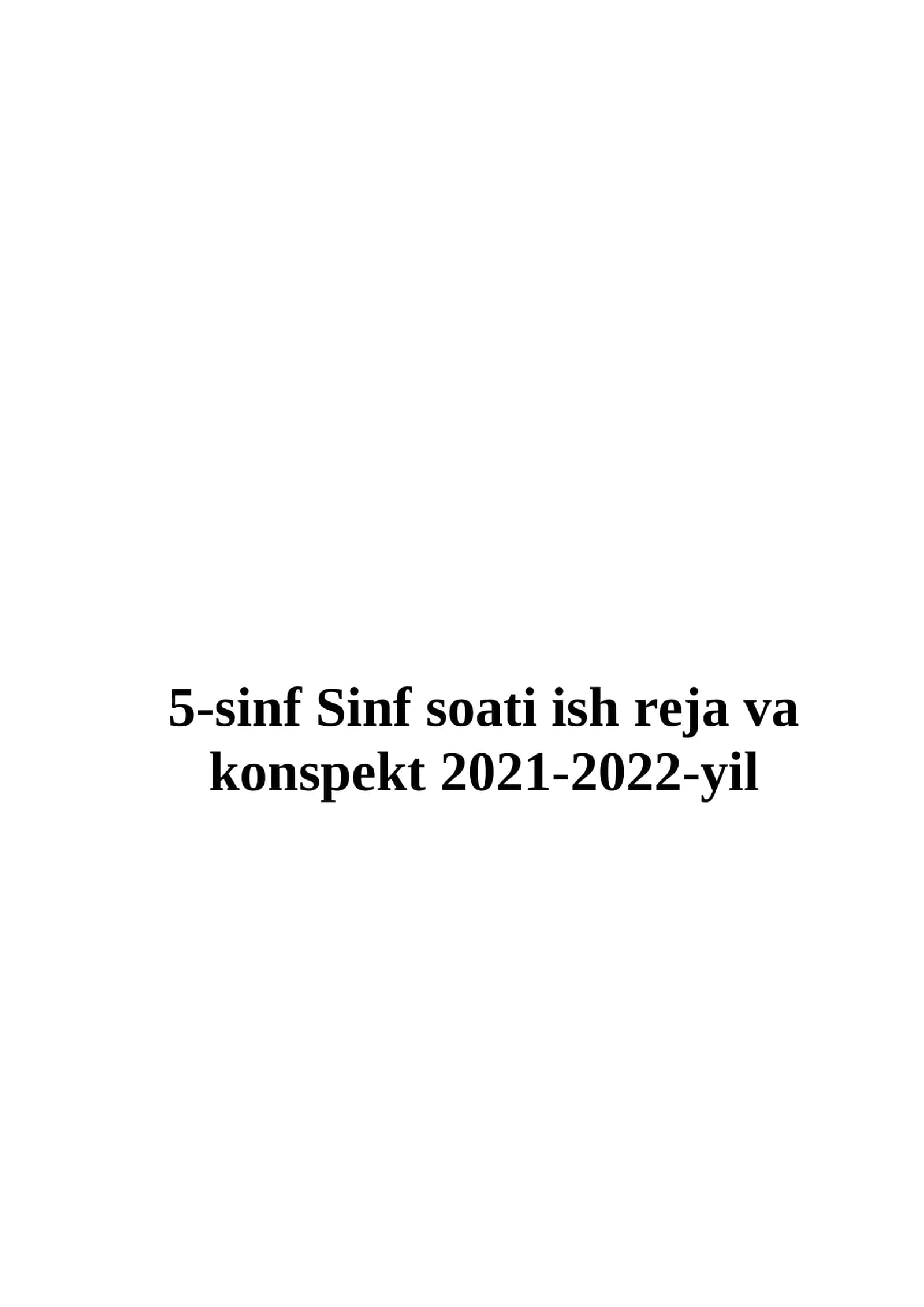 5-sinf (Sinf soati) Tarbiyaviy soat konspekti 1