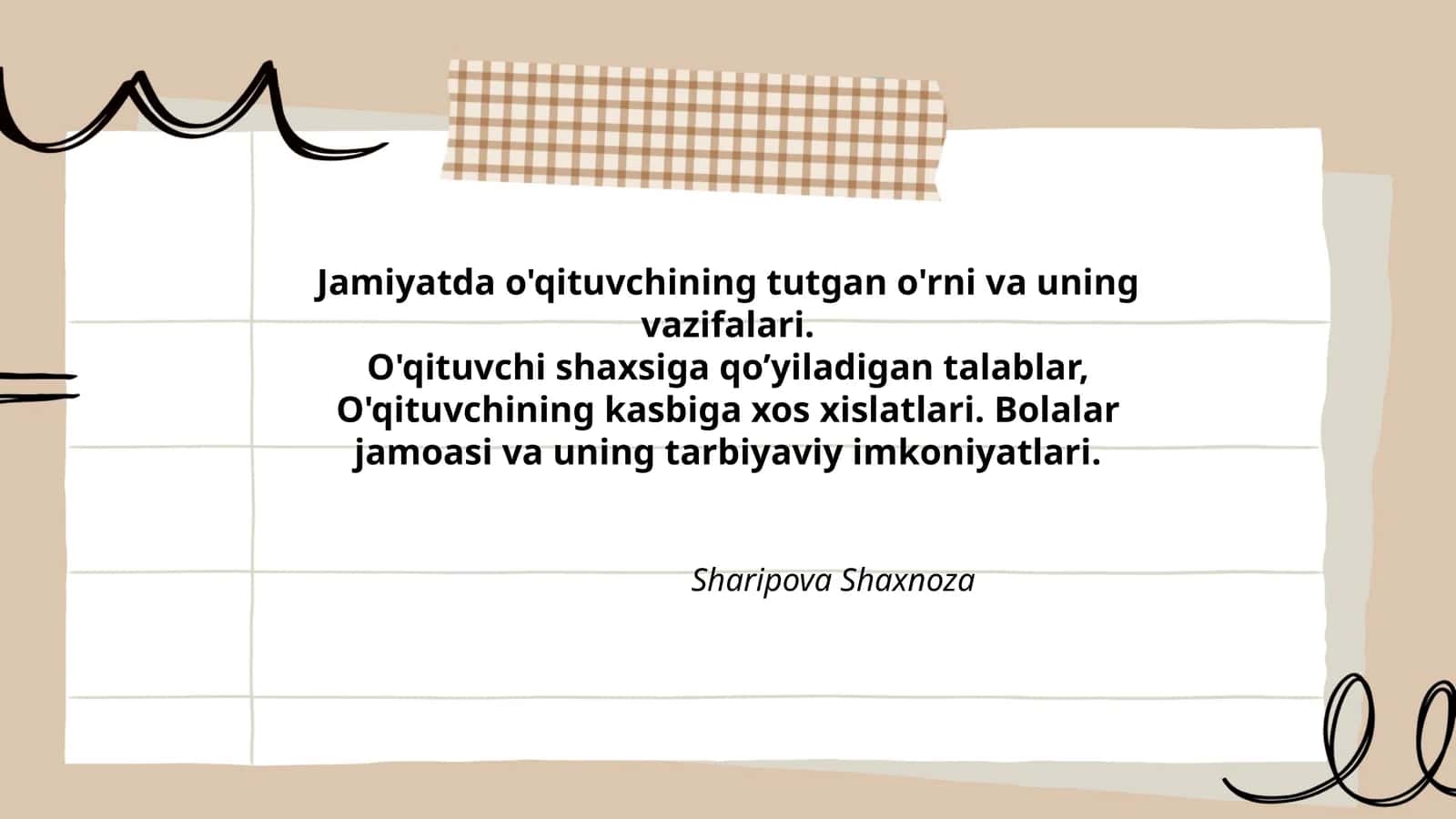 O'qituvchining tutgan o'rni va uning vazifalari 1