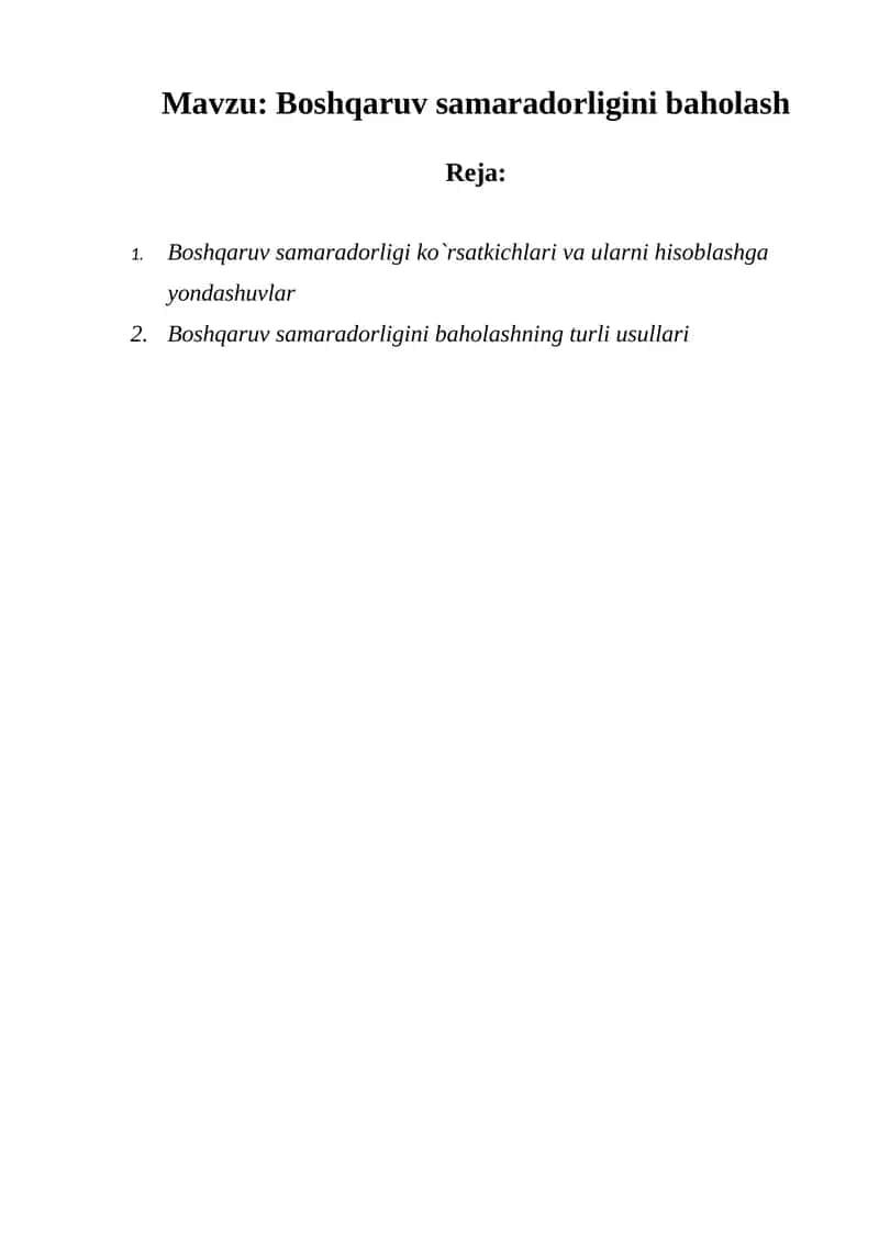 Boshqaruv samaradorligini baholash 1