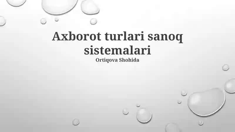 Raqamli Tizimlar va Axborotlar