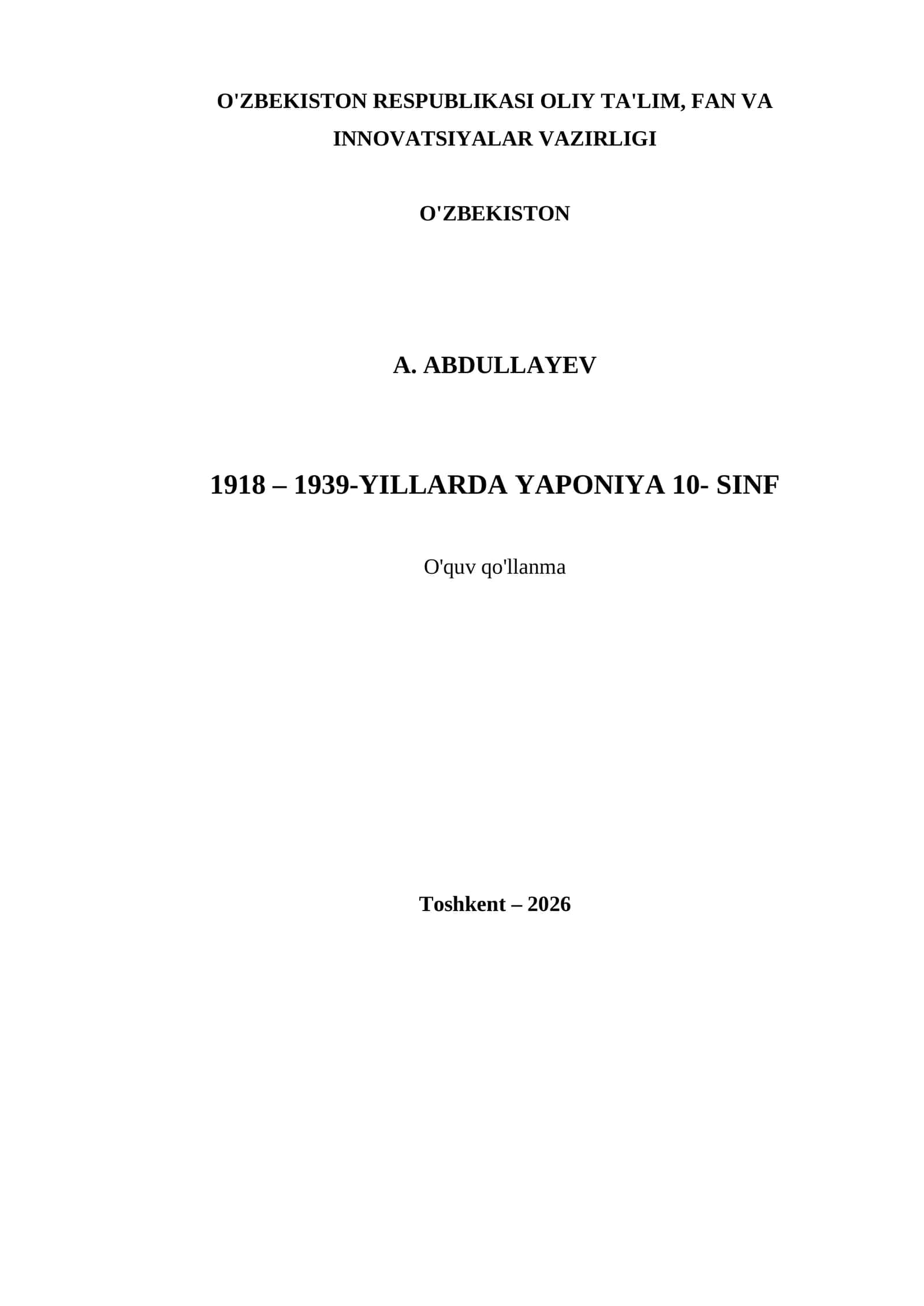1918 – 1939-YILLARDA YAPONIYA 10- SINF 1