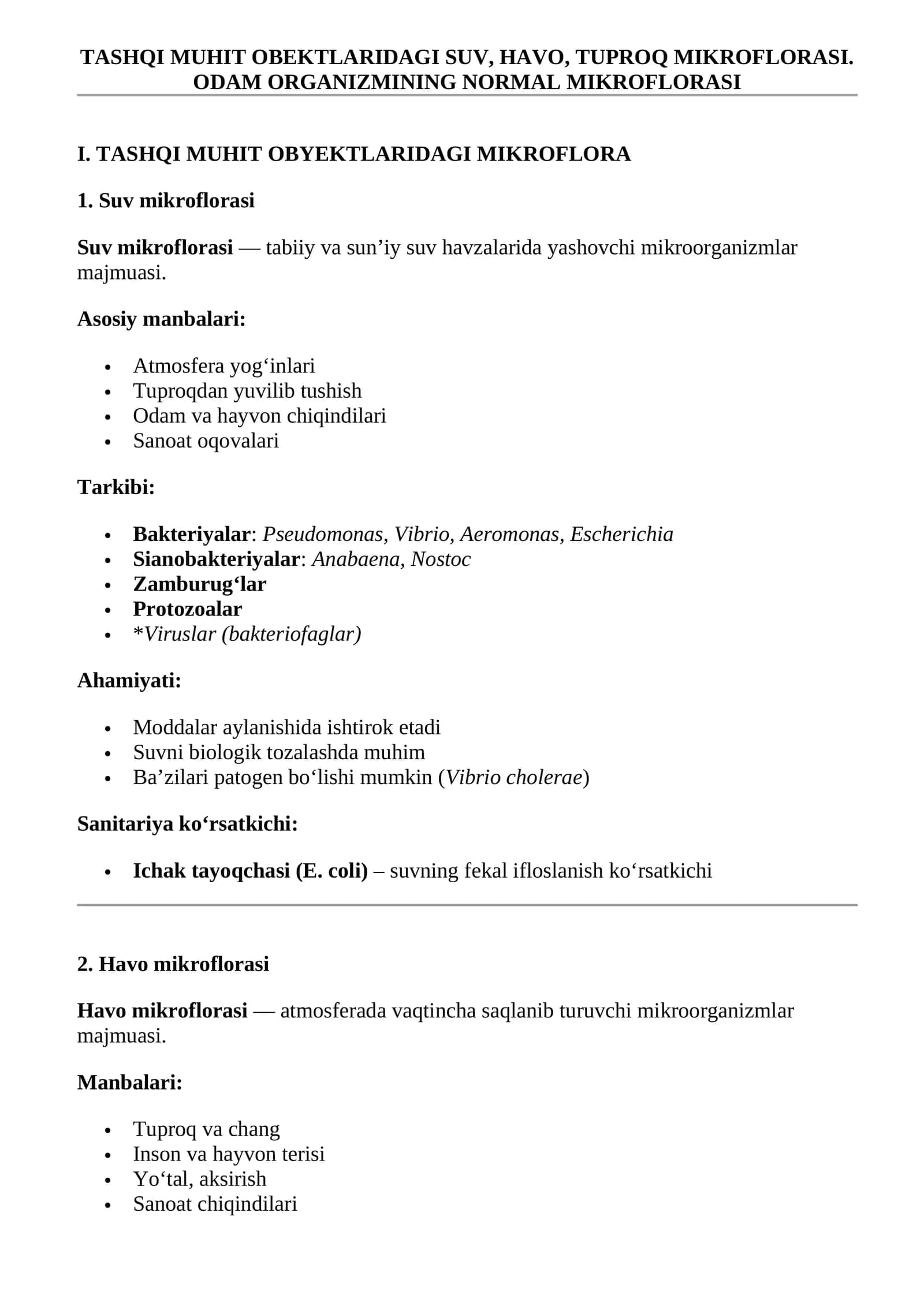 Tashqi Muhit Obektlaridagi Mikroflora 1