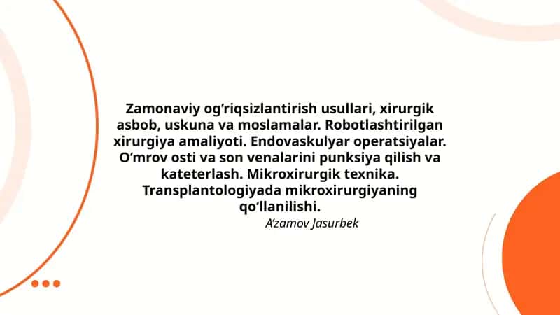 Zamonaviy og‘riqsizlantirish usullari, xirurgik asbob, uskuna va moslamalar 1