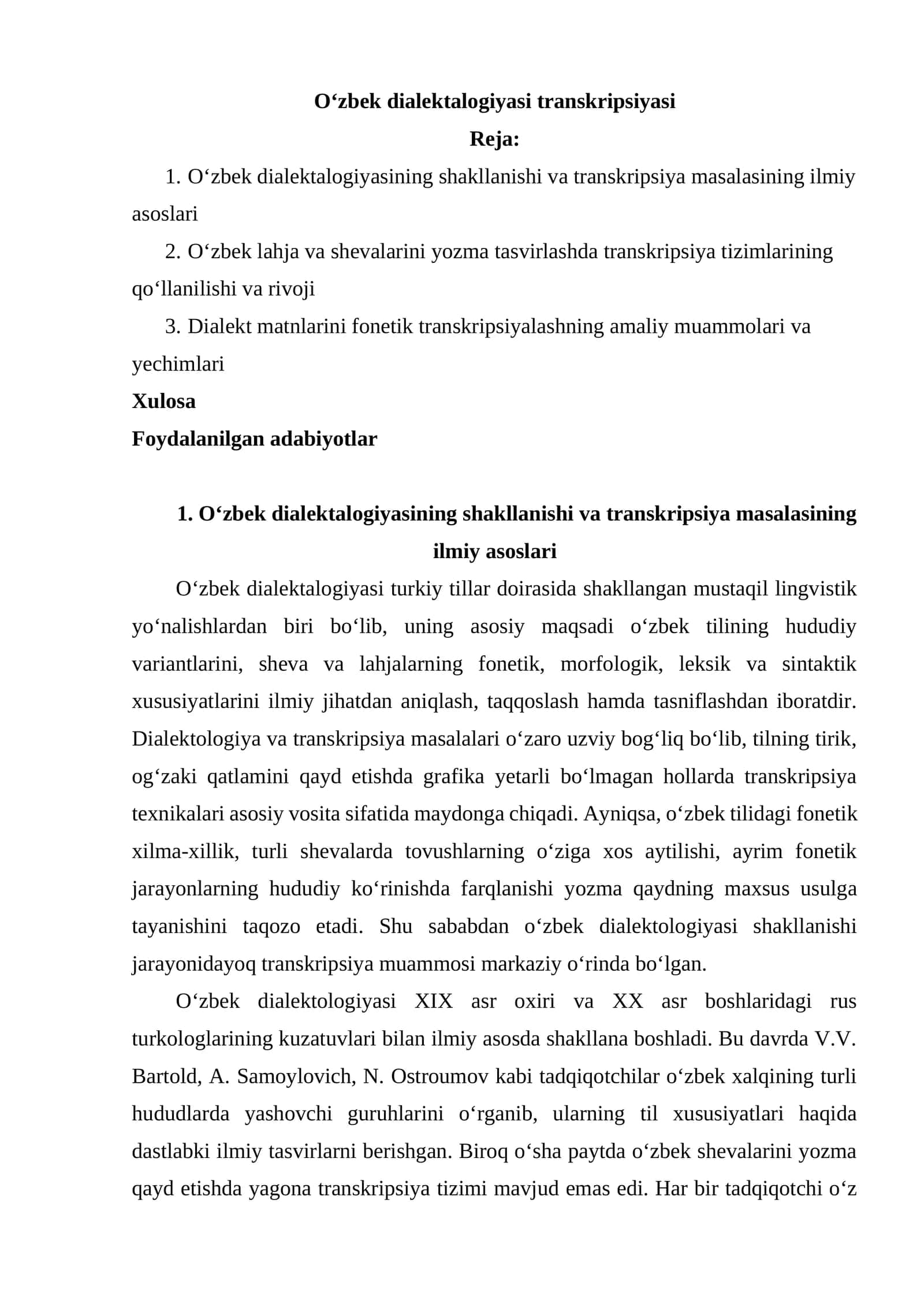 O‘zbek dialektalogiyasi transkripsiyasi 1