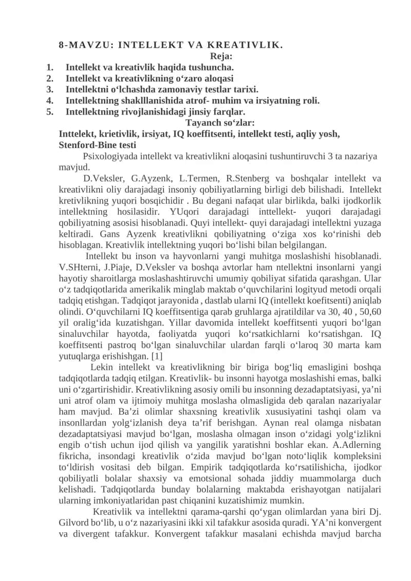 INTELLEKT VA KREATIVLIK 1