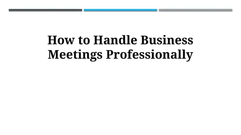Plan to Succeed: Meeting Preparation & Agenda Setting 1