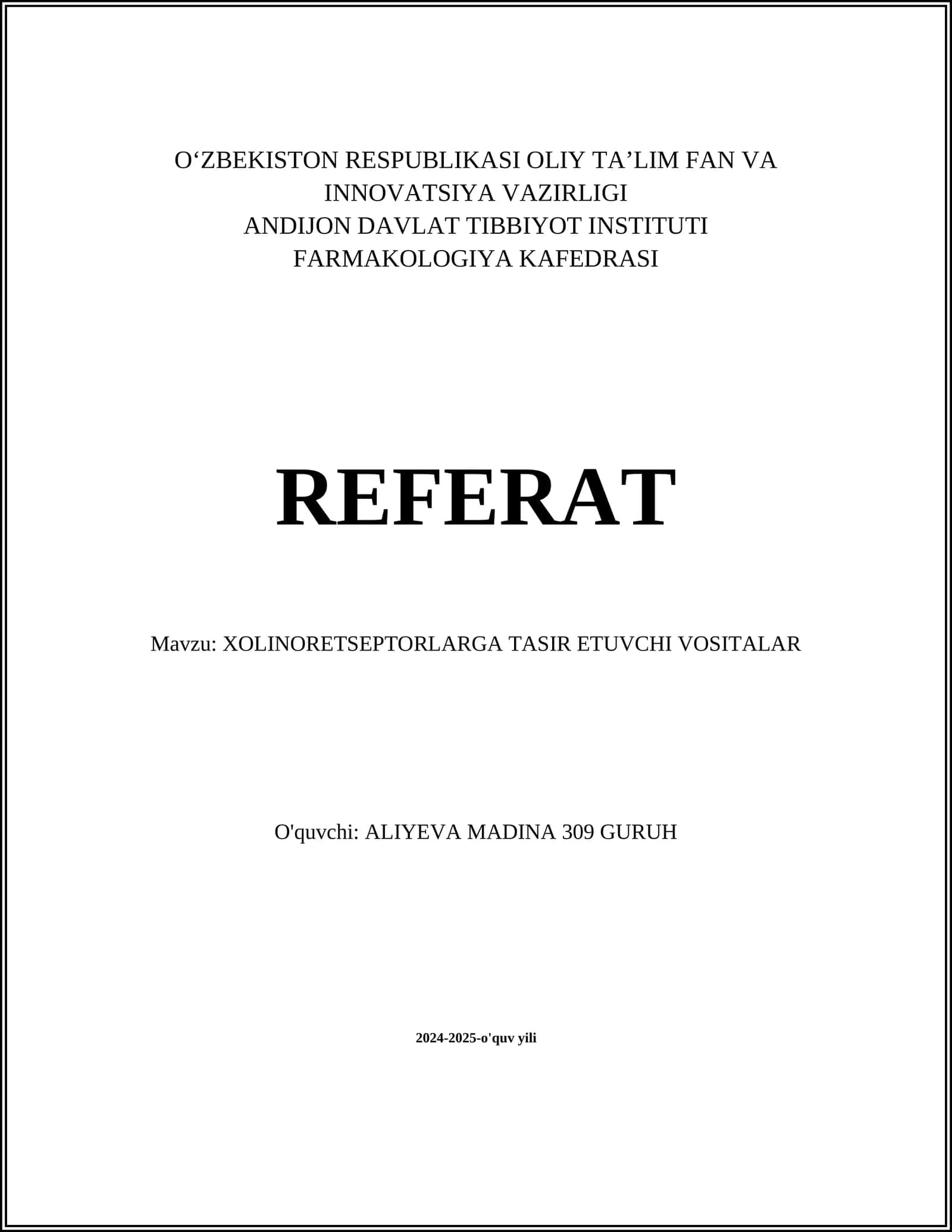 XOLINORETSEPTORLARGA TASIR ETUVCHI VOSITALAR 1