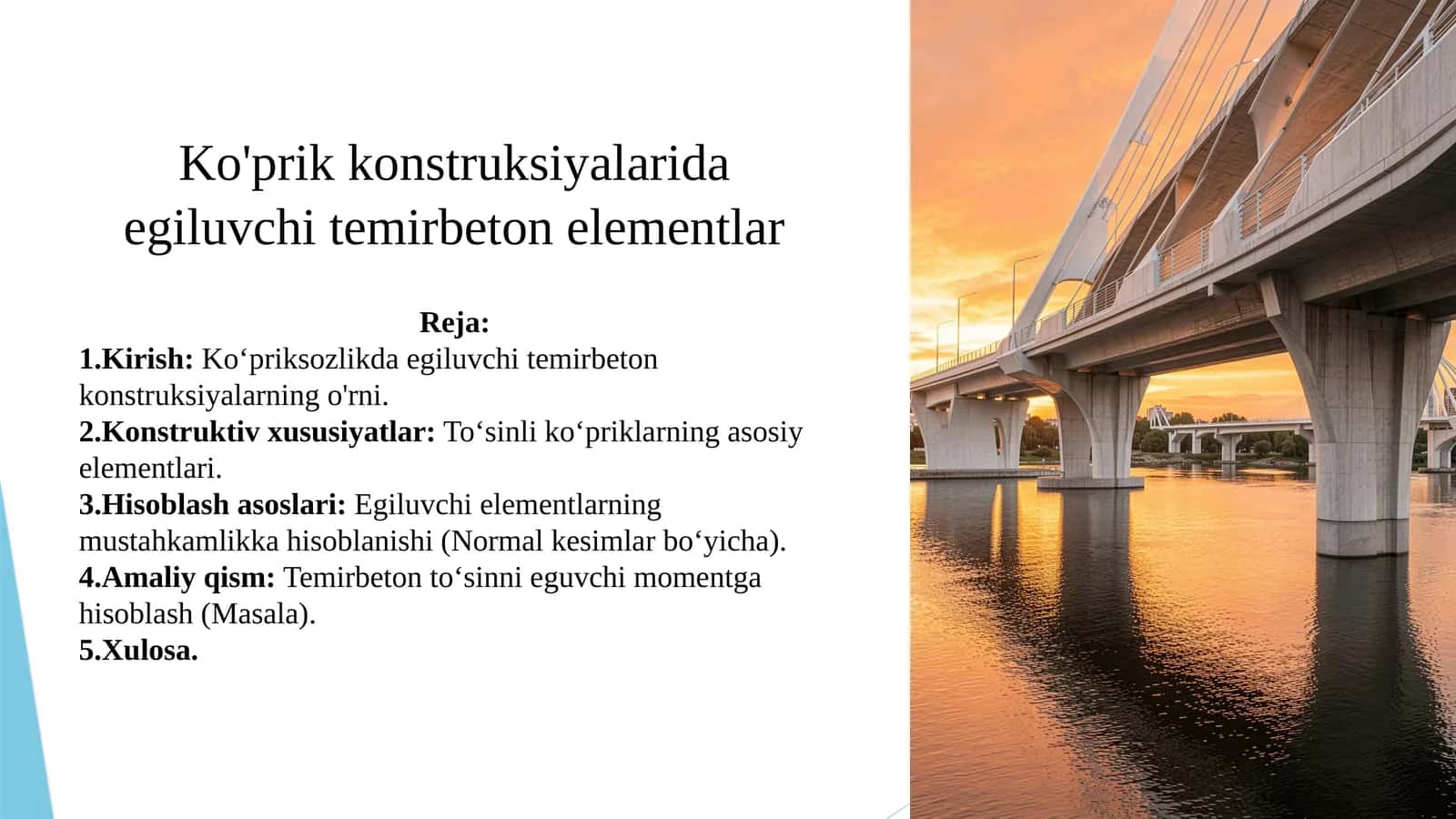Ko'prik konstruksiyalarida egiluvchi temirbeton elementlar 1