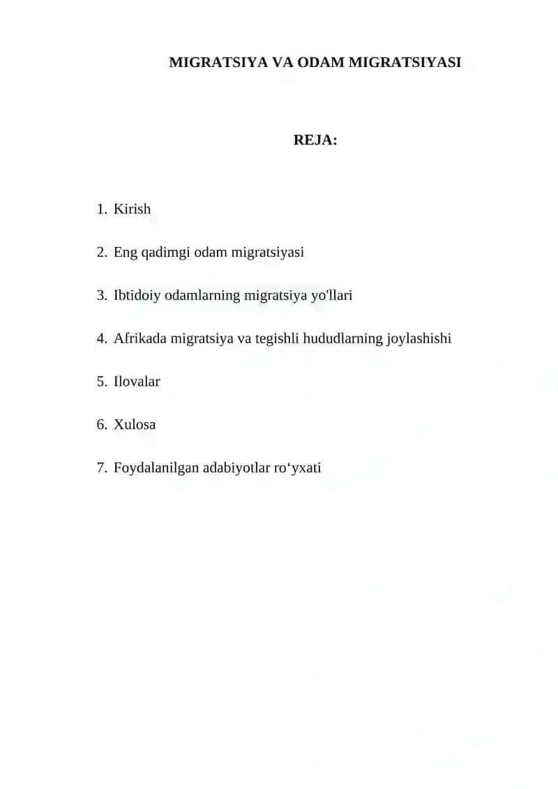 MIGRATSIYA VA ODAM MIGRATSIYASI