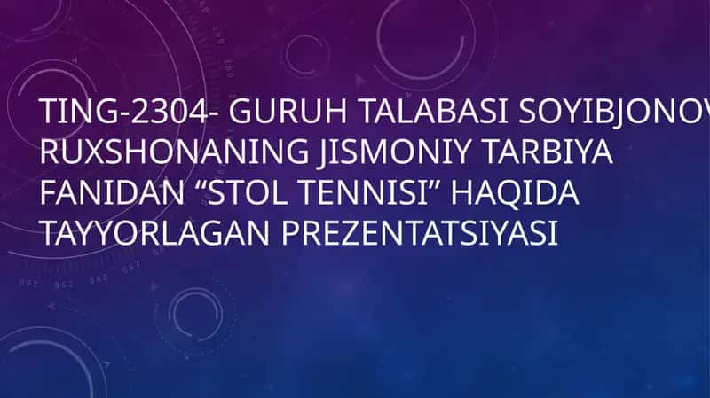 Stol tennis o'yini haqida 1