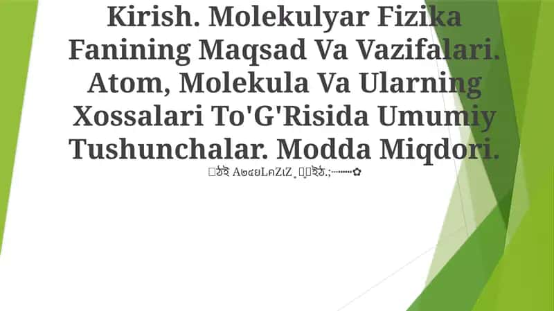 Molekulyar Fizika Faniga Kirish 1