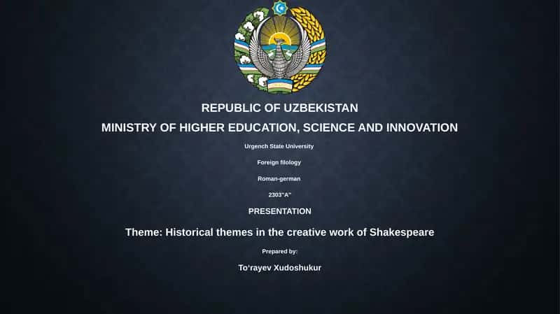 Historical themes in the creative work of Shakespeare 1