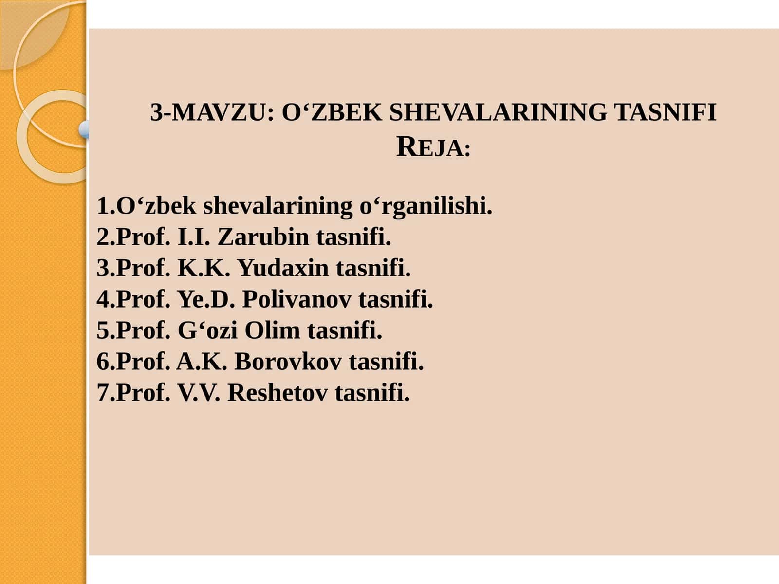 O‘ZBEK SHEVALARINING TASNIFI 1