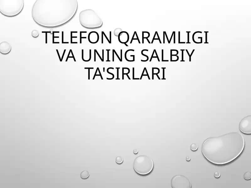 TELEFON QARAMLIGI VA UNING SALBIY TA'SIRLARI 1