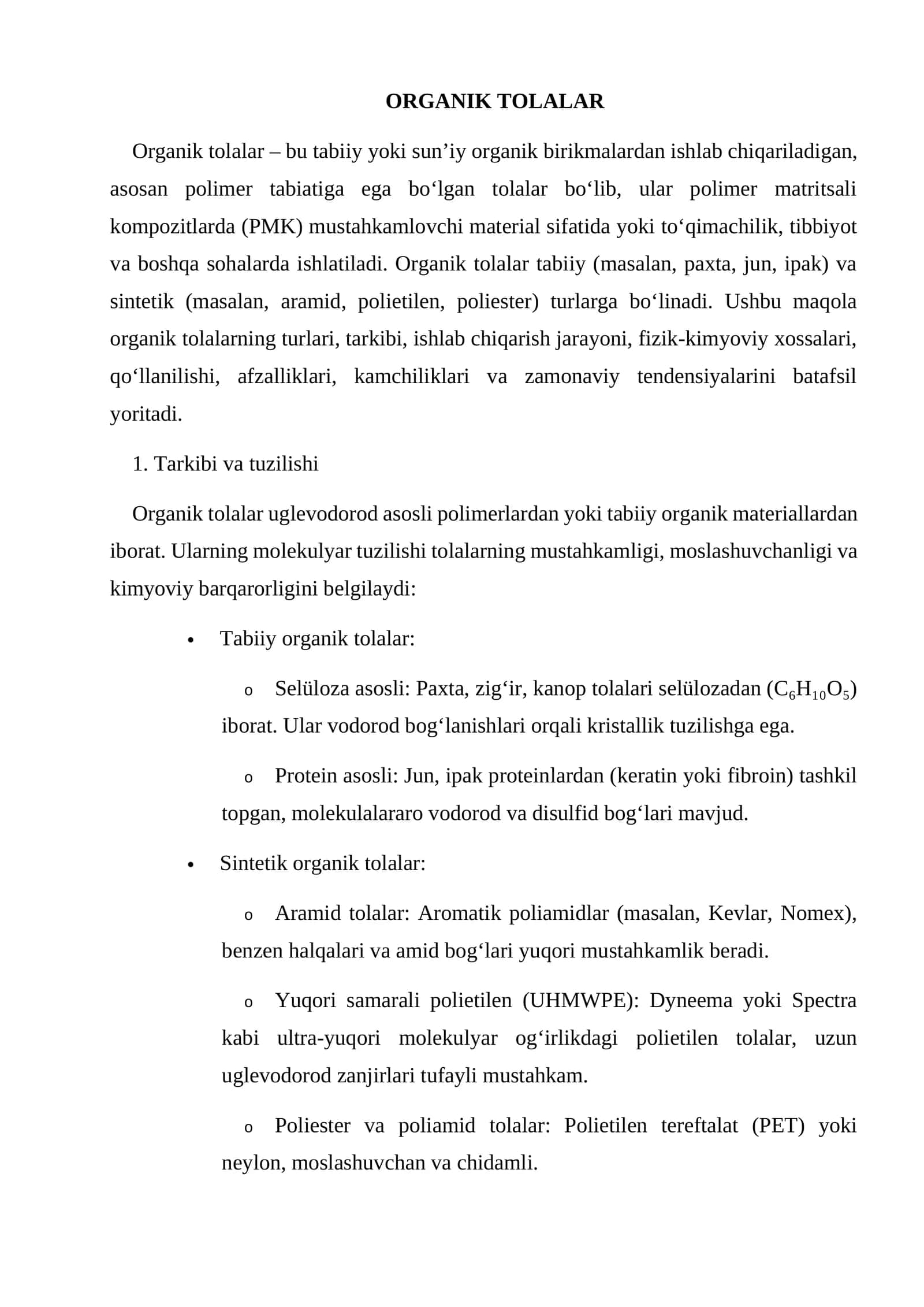 Organik tolalar 1