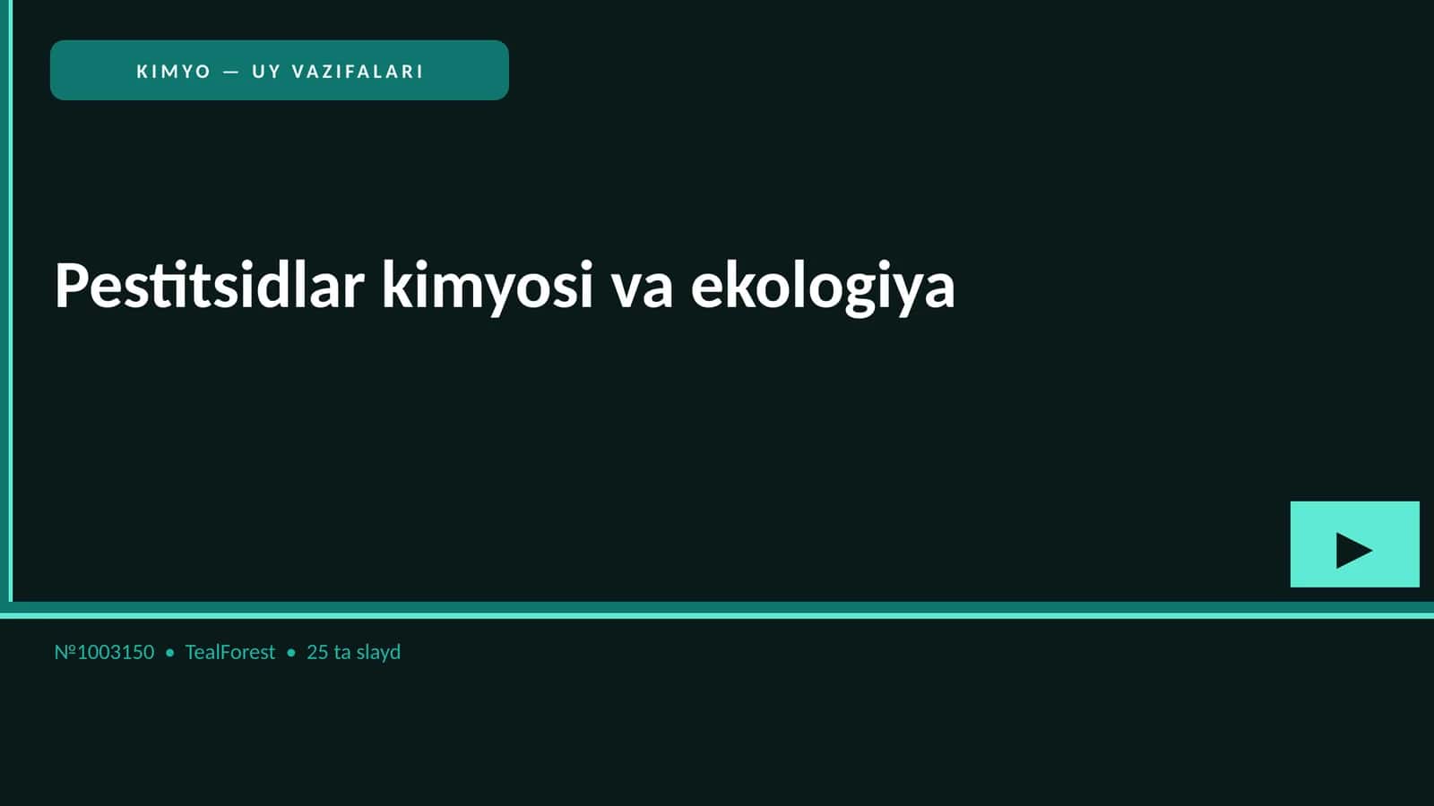 Pestitsidlar kimyosi va ekologiya 1