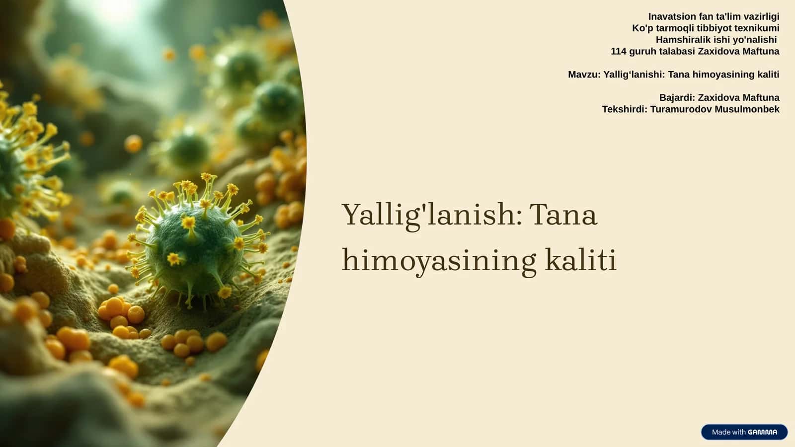 Yallig'lanishi: Tana himoyasining kaliti 1
