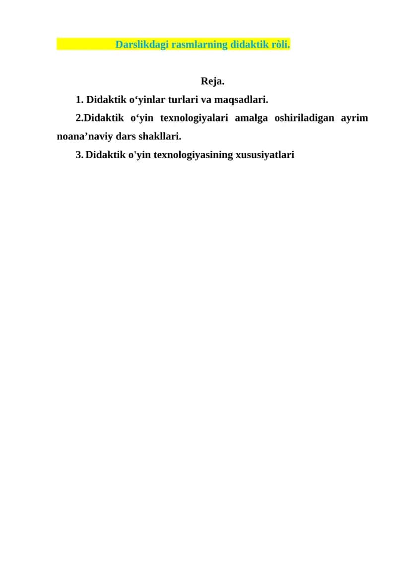 Didaktik o‘yinlar texnologiyasi 1