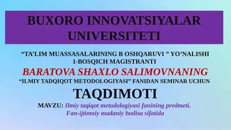 Ilmiy Tadqiqot Metodologiyasi 1