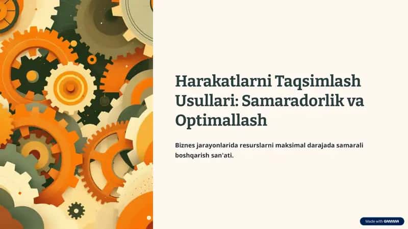 Harakatlarni Taqsimlash Usullari: Samaradorlik va Optimallash 1