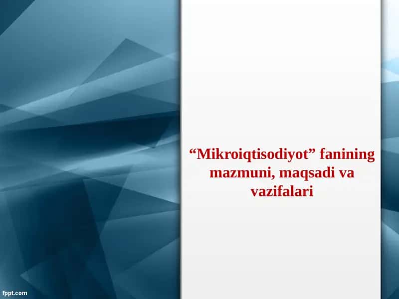 Mikroiqtisodiyot 1