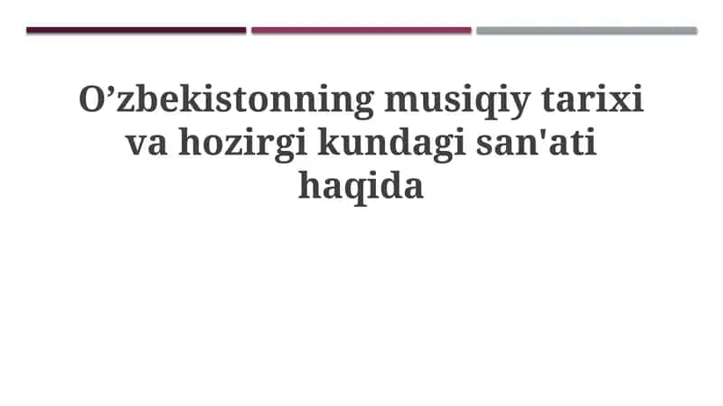 O'zbekiston musiqiy tarixi 1