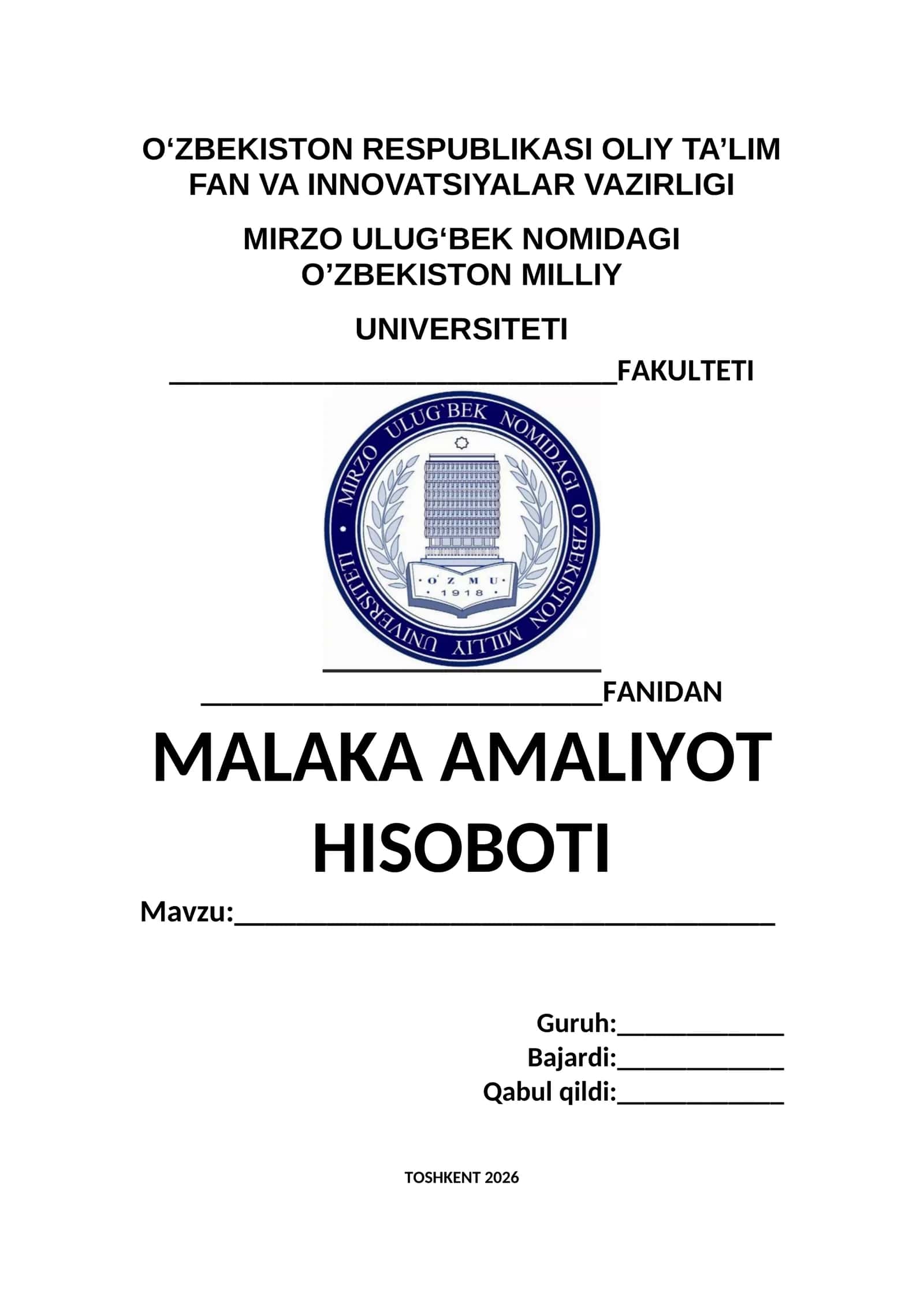 malakaviy amaliyot hisoboti yuzi 1