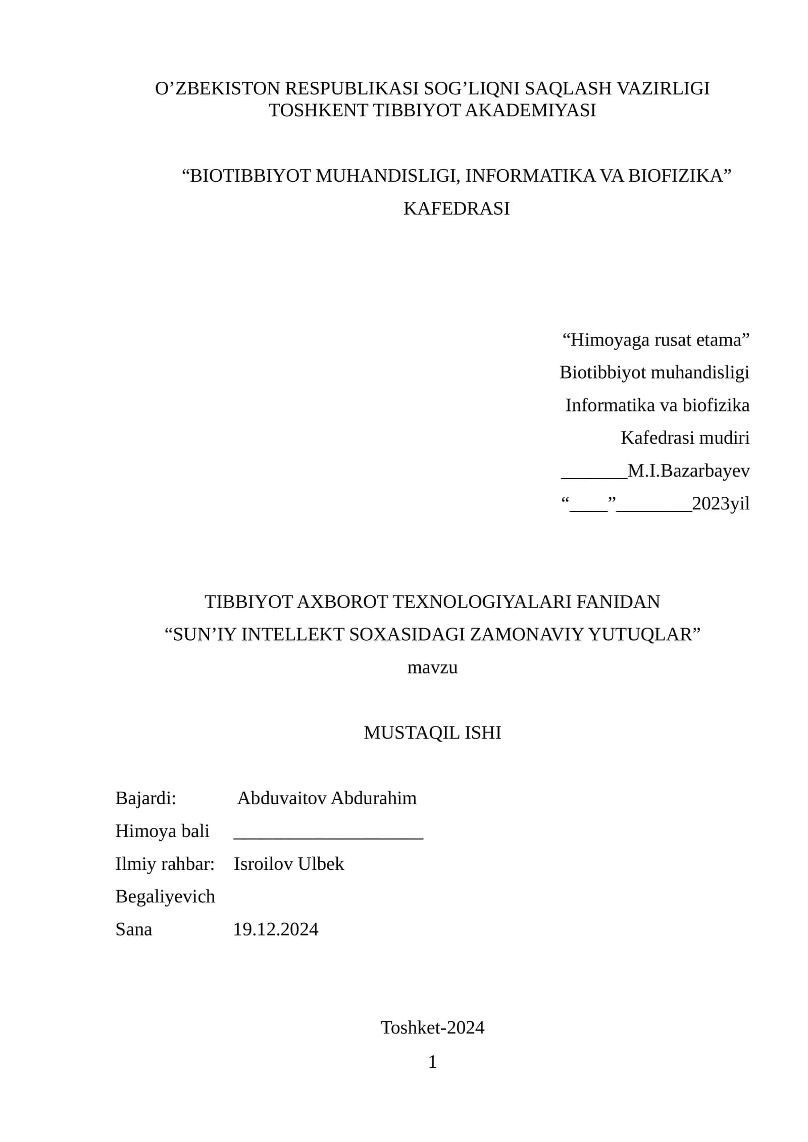 SUN’IY INTELLEKT SOXASIDAGI ZAMONAVIY YUTUQLAR 1