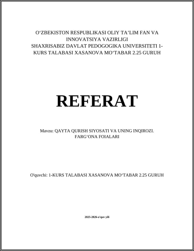 Qayta qurish siyosati va uning inqirozi 1
