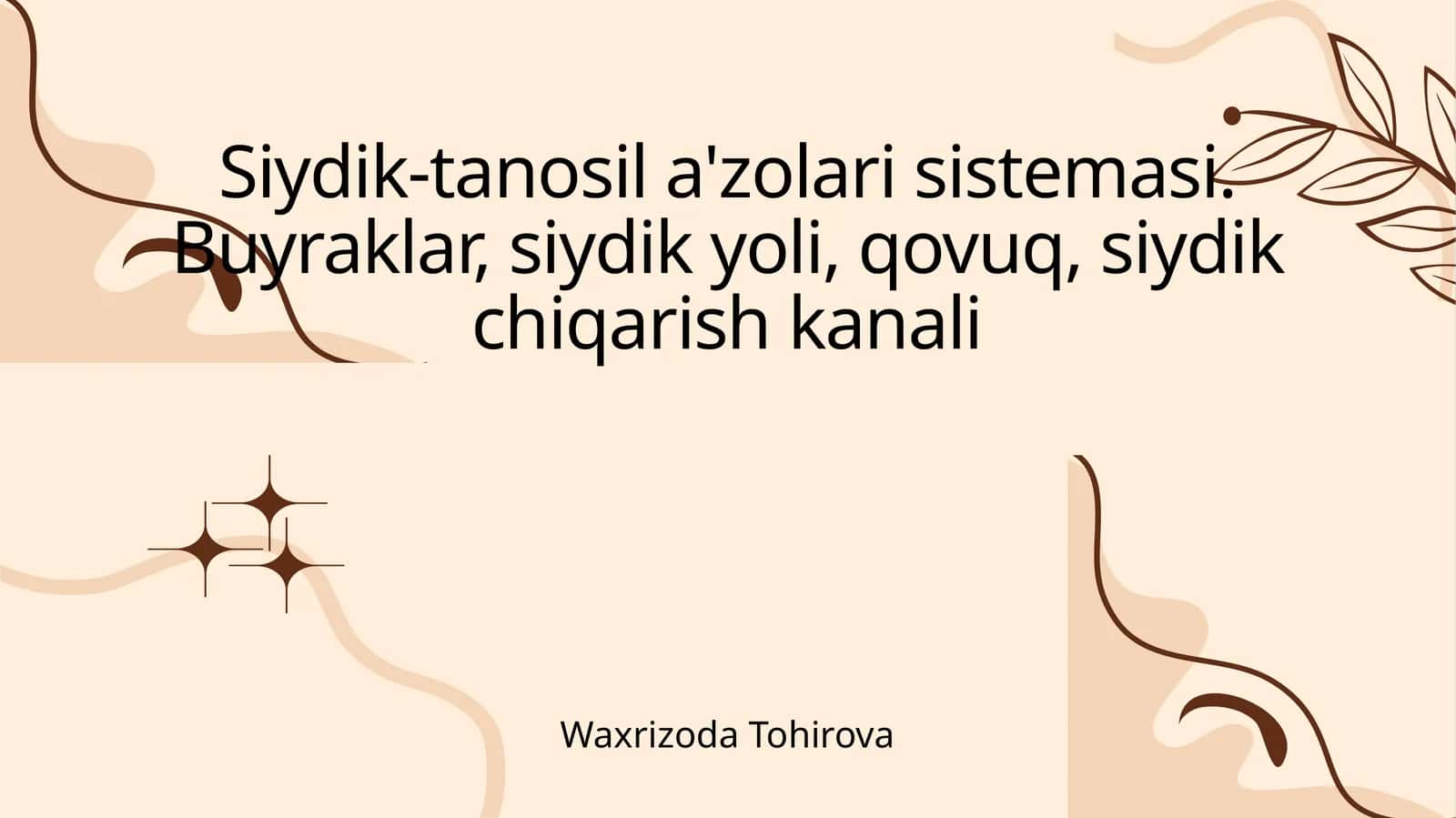 Siydik-tanosil a'zolari sistemasi 1