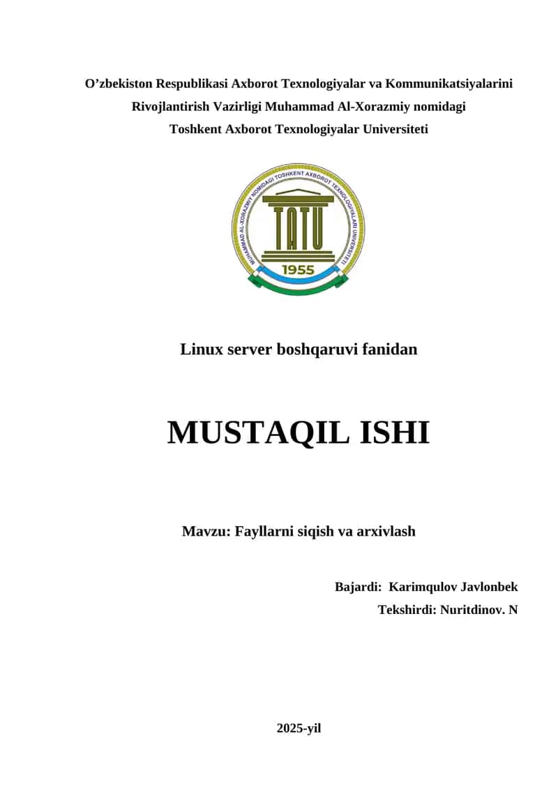 Fayllarni siqish va arxivlash 1